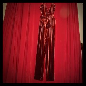 Dark Red velvet jumpsuit